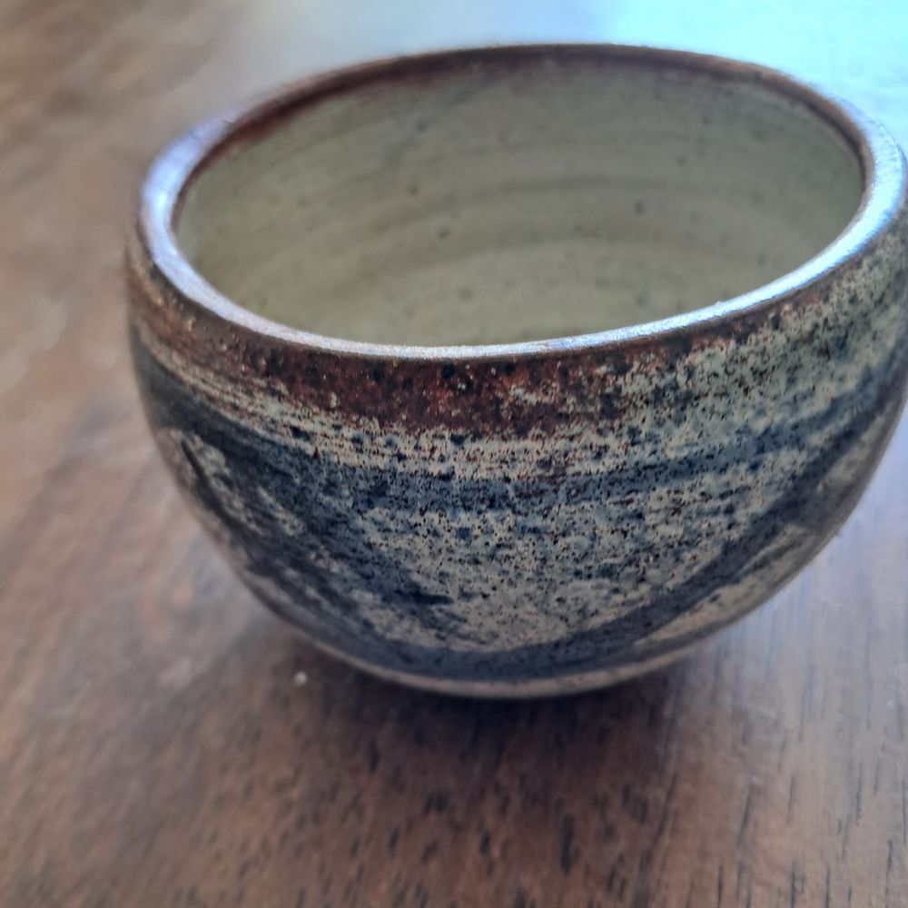 Hand Thrown Japanese-Style Stoneware Bowl Artisan Pottery Traditional Blue Glaze